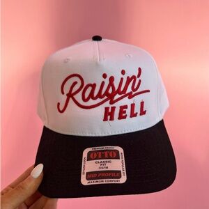 OTTO White and Black Cap with Red Embroidery